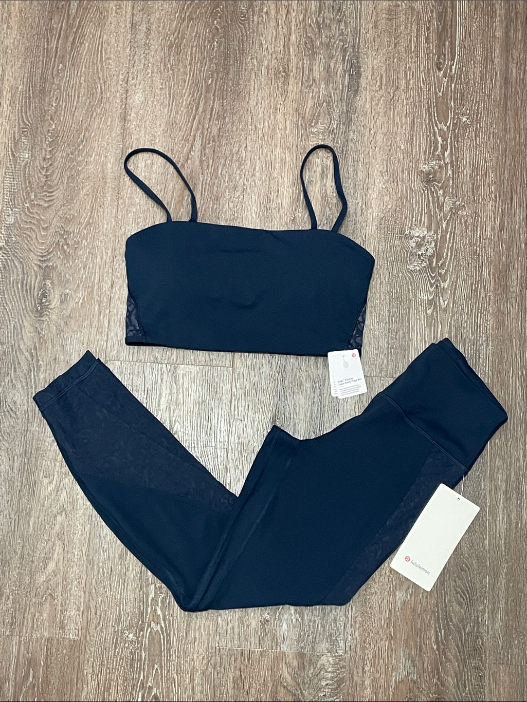 Nwt Lululemon Matching Paisley Lace True Navy Set. Size Top S/Bottom 6